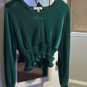 emerald green boutique blouse, perfect with a black skirt!